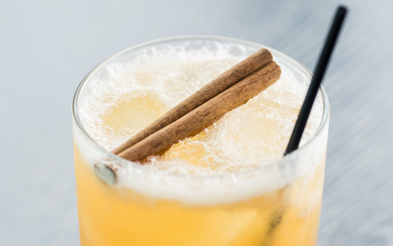 Margarita Glass With Straw And Cinnamon Stick