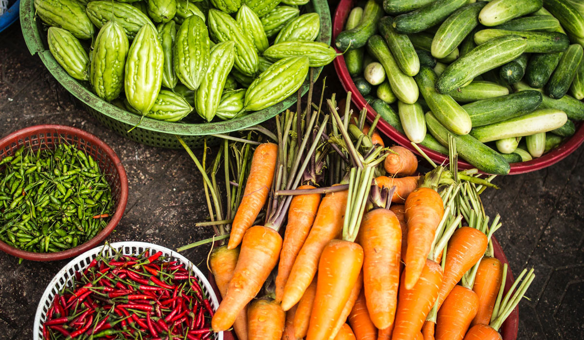 Carrots, Cucumbers And Other Vegetables On Display