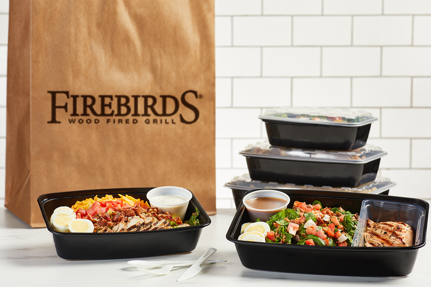 Firebirds Wood Fired Grill Takeout Boxes Of Food