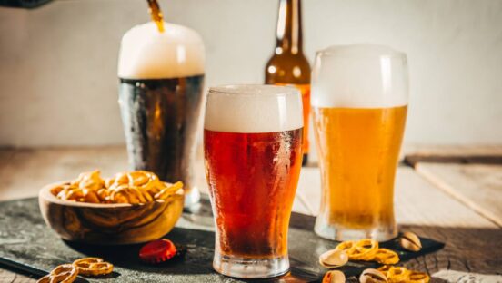 Craft beer on a table.