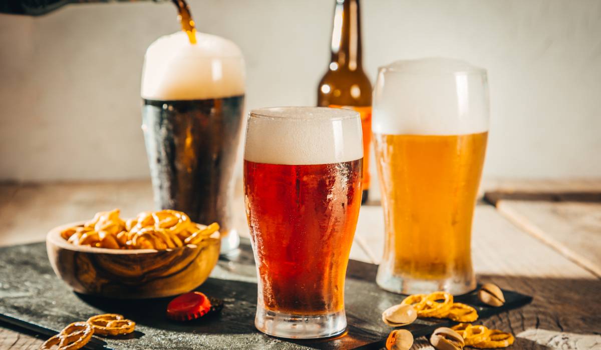 Craft beer on a table.