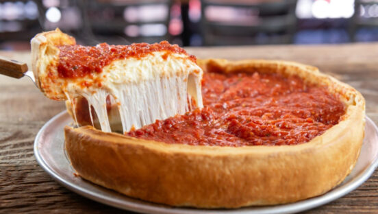 Giordano's deep dish pizza.