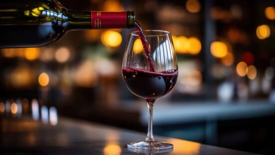 Pouring red wine.