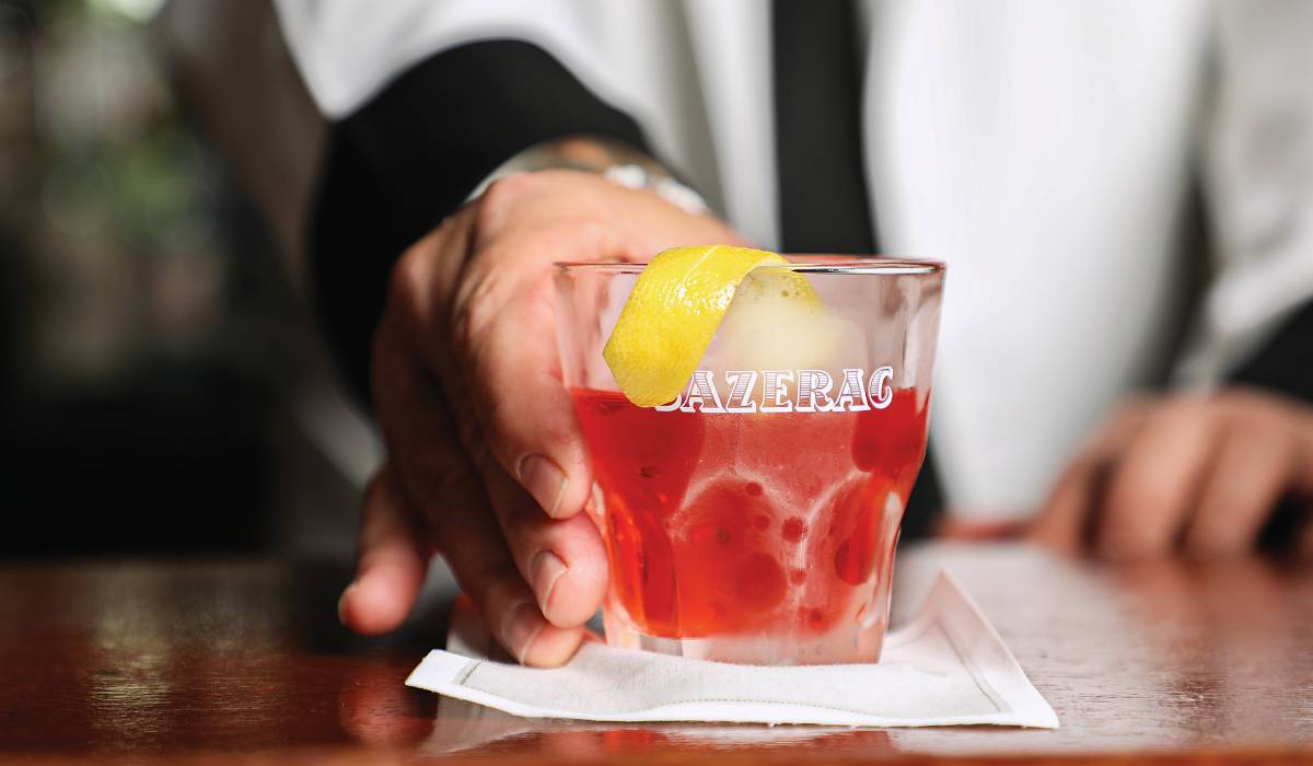 Drink from The Sazerac Bar.
